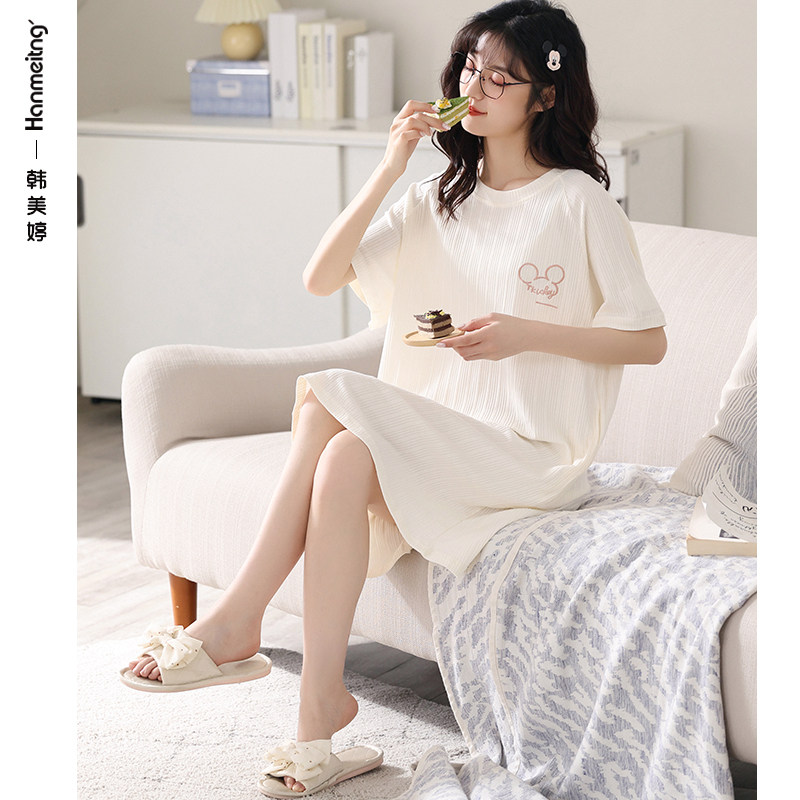 2021年新款睡裙纯棉夏天韩版中裙 韩美婷睡裙