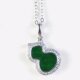 Natural Burmese A-grade jadeite S925 silver inlaid gourd pendant set chain women's green jade pendant gourd = Fulu