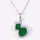 Natural Burmese A-grade jadeite S925 silver inlaid gourd pendant set chain women's green jade pendant gourd = Fulu