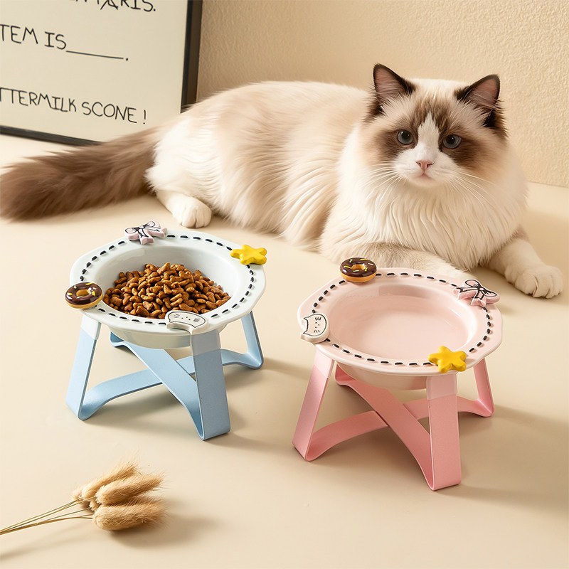 浮雕宠物碗猫碗陶瓷碗狗狗吃饭喝水碗食盆防黑下巴带支架猫狗碗,淘宝优惠券,粉丝福利购,淘宝优惠卷