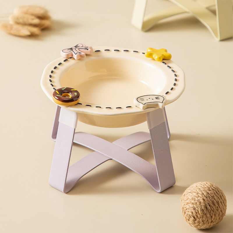 浮雕宠物碗猫碗陶瓷碗狗狗吃饭喝水碗食盆防黑下巴带支架猫狗碗,淘宝优惠券,粉丝福利购,淘宝优惠卷