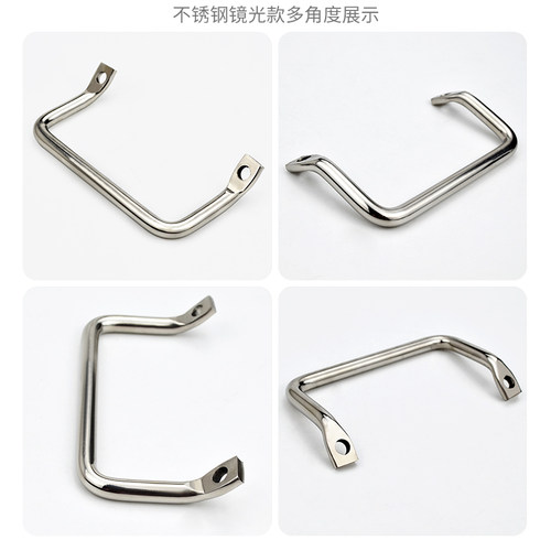 XAF01/06/07工业角型拉手 304不锈钢斜拉型把手U型侧装折弯门把手 - 图2