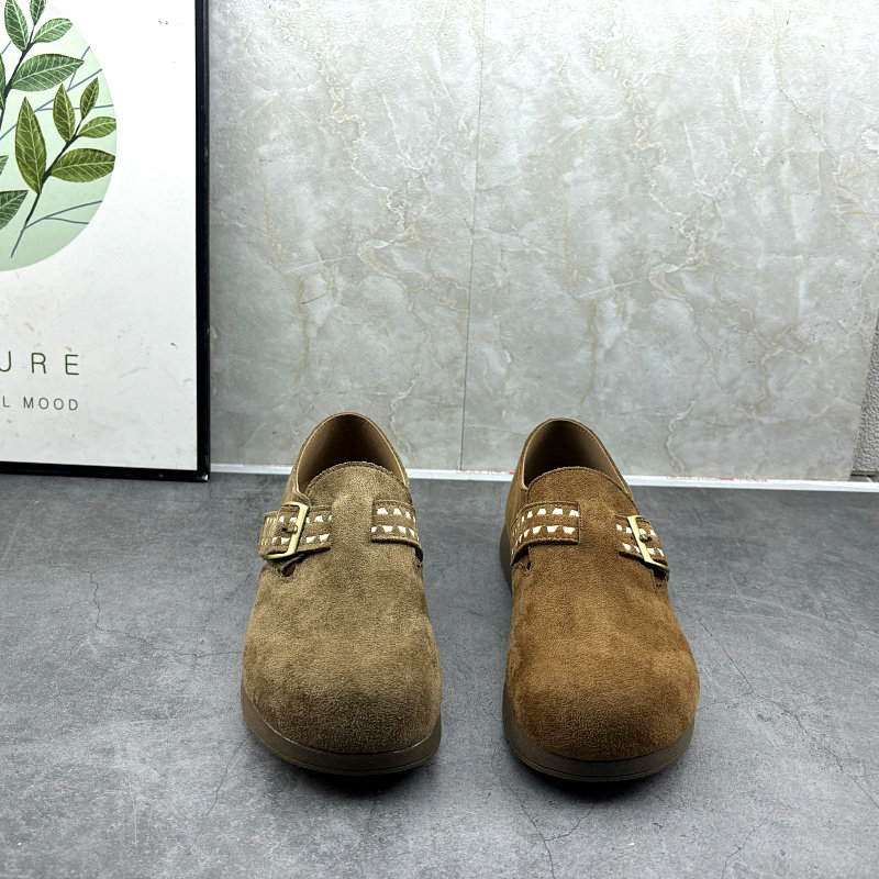 2026年春季新款复古风绒面勃肯鞋女圆头皮带扣平底一脚蹬懒人鞋,淘宝优惠券,粉丝福利购,淘宝优惠卷