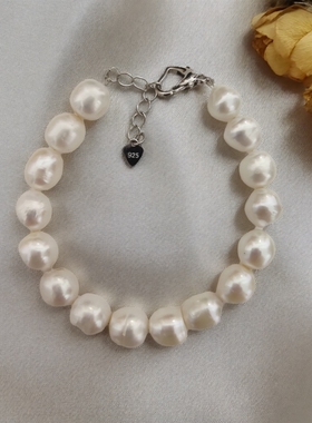 天然巴洛克珍珠925银10-11mm女款可调节轻奢简约高级感手饰手串