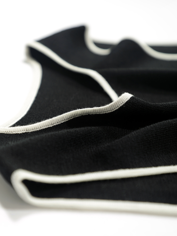 有帆-叠穿小物！日常通勤百搭绵羊毛拼色针织背心圆领无袖背心上 - 图2