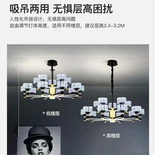 轻奢水晶吊灯现代简约北欧客厅灯卧室餐厅灯大气防尘灯具全屋套餐 - 图1