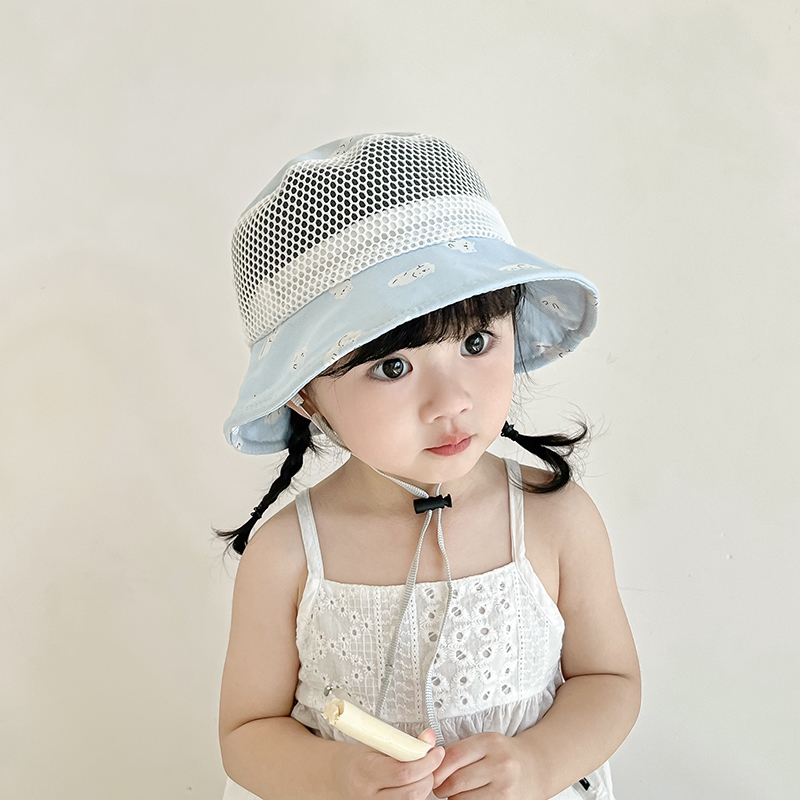 小月龄儿童防晒帽网眼防紫外线儿童遮阳帽宝宝帽子夏季薄款太阳帽 - 图0
