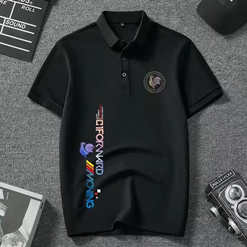法国公鸡Polo衫男装体恤夏季男士2024印花圆领加大码休闲短袖T恤