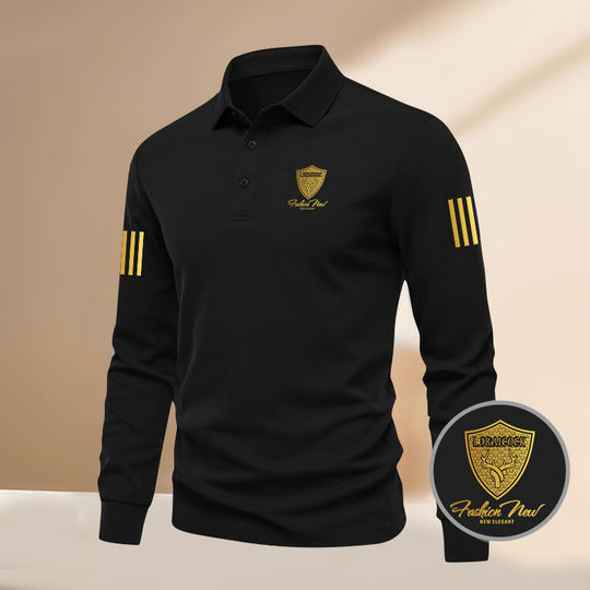 罗乐公鸡2025春秋季新款长袖POLO时尚商务翻领男百搭休闲T恤上衣