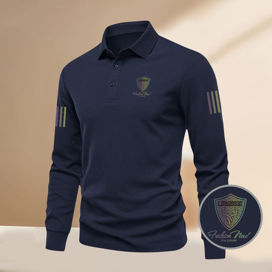 罗乐公鸡2025春秋季新款长袖POLO时尚商务翻领男百搭休闲T恤上衣