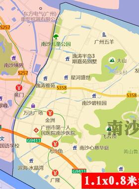 新款南沙区地图贴挂行政区划交通交通书房行政区划图办公室装饰画