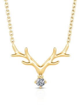 韩版简约大鹿角吊坠项链 镶嵌锆石时尚首饰女 圣诞节节日经典项链