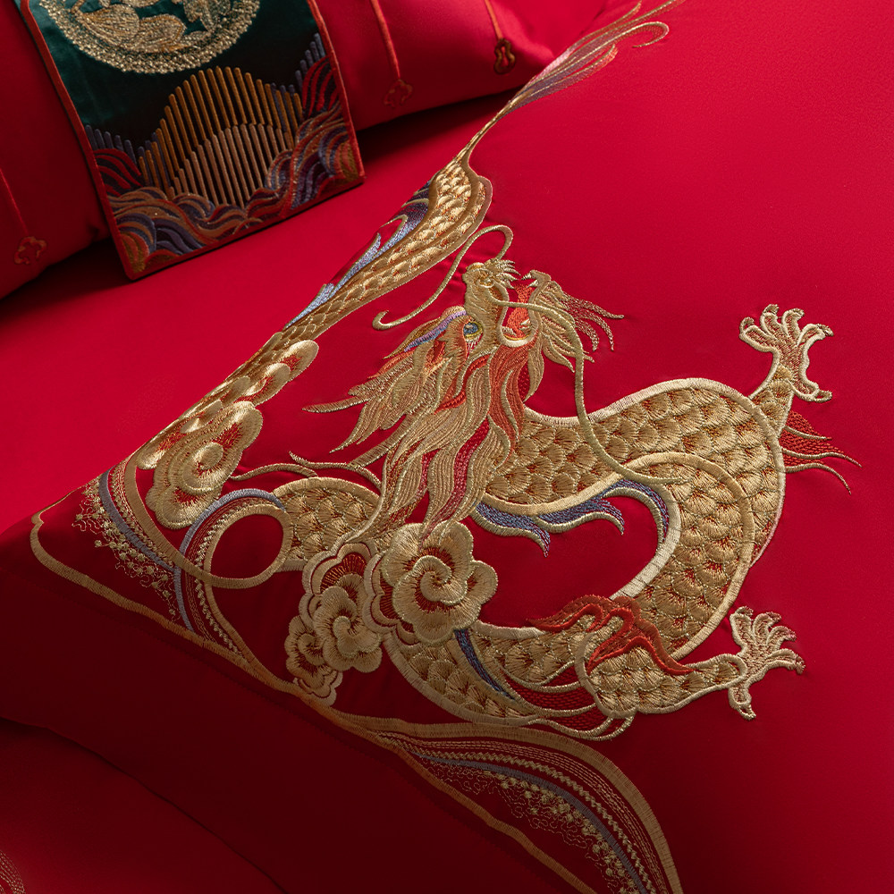 思辰家纺结婚四件套纯棉高端龙凤婚庆床品婚嫁刺绣新婚喜被十件套,淘宝优惠券,粉丝福利购,淘宝优惠卷