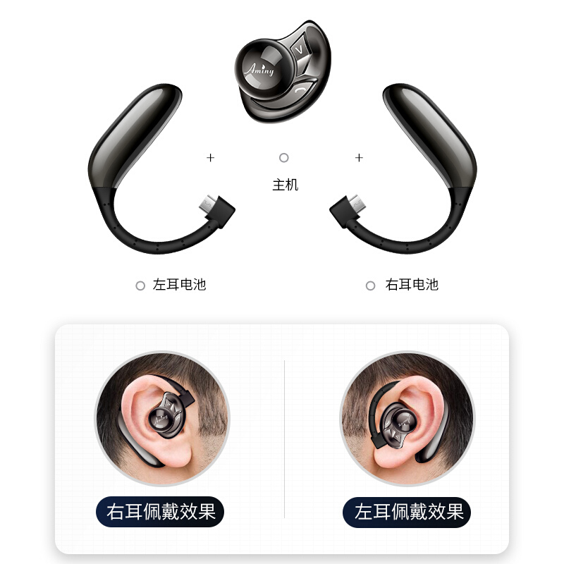 无线迷你蓝牙耳机 5.0 商务开车运动挂耳式超长待机 UFO 艾米尼 Aminy 无线迷你蓝牙耳机 5.0 商务开车运动挂耳式超长待机 UFO 艾米尼 Aminy