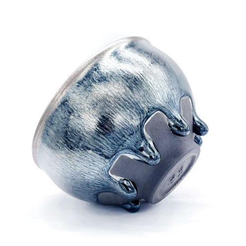 手工建窑建盏釉泪原矿釉铁胎精品将军杯大容量柴烧银毫茶盏主人杯 - 图3