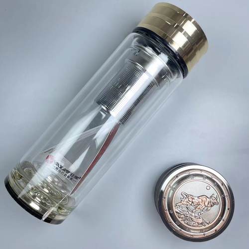 6022双层玻璃泡茶水杯子商务加厚水晶男士车载高档定制盖子可旋转 - 图2