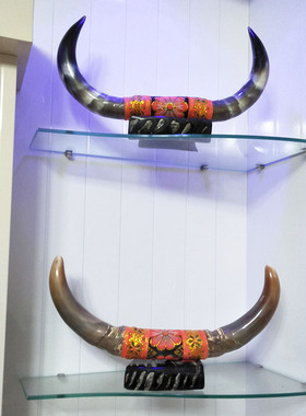 客厅桌面摆件对角真牛角