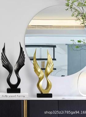 大鹏展翅创意家居玄关饰品摆件天使之翼办公室桌面装饰树脂工艺品