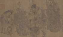 Grooms graphic scroll South Song Li Song for a silk collection of ancient painting treasures design material