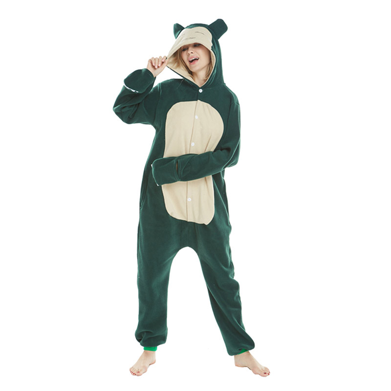 Party Jumpsuit Women Adult Hooded Fancy Green Long Sleepwear-图0