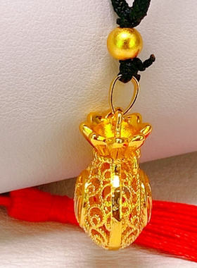 沙金福袋吊坠吉祥如意镂空吊坠仿黄金镀金项链久不掉色活动小礼品