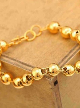 越南沙金光面佛珠手链