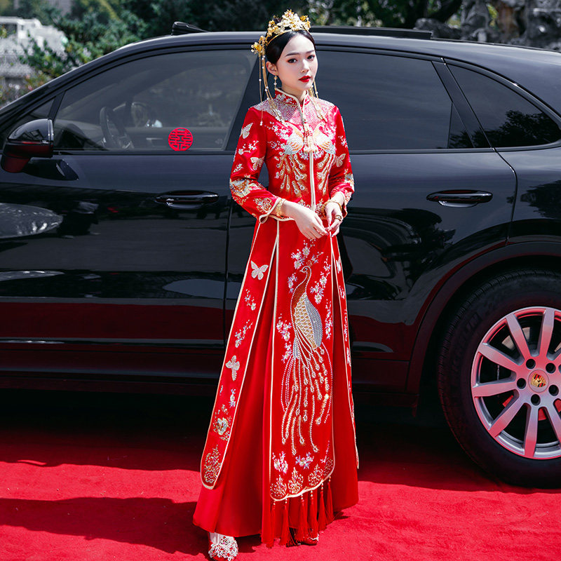 秀禾服2021年新款结婚中式敬酒服 格罗菲旗袍