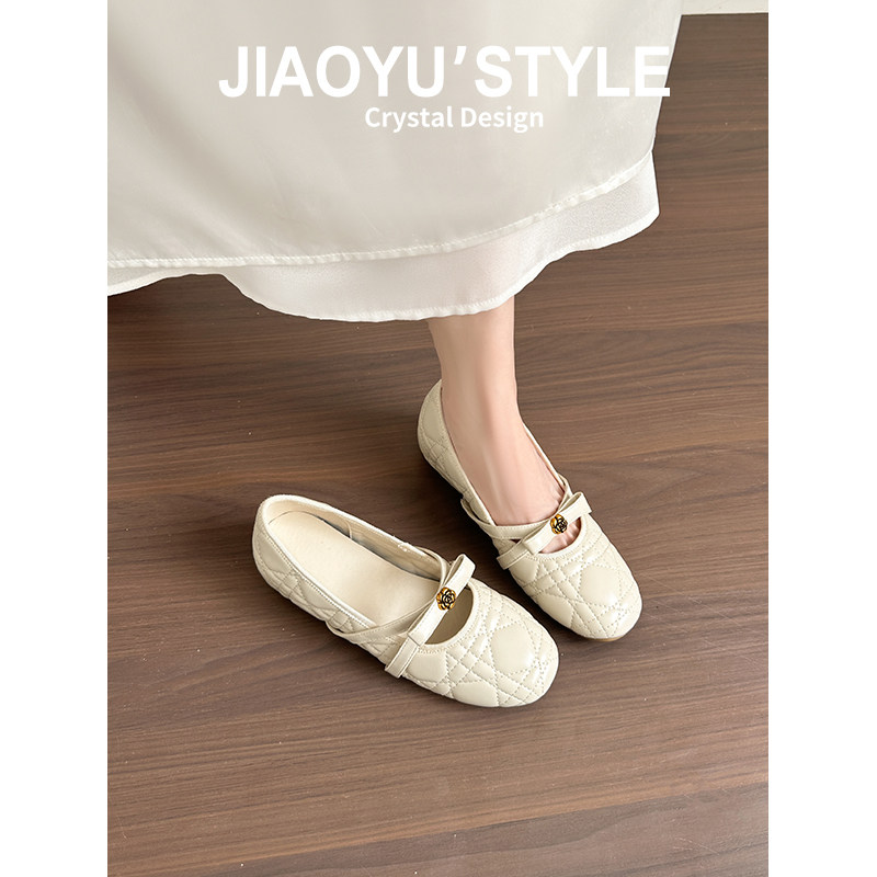 真皮~骄屿珍珠加绒玛丽珍鞋秋冬新款小香风菱格通勤复古毛毛单鞋,淘宝优惠券,粉丝福利购,淘宝优惠卷