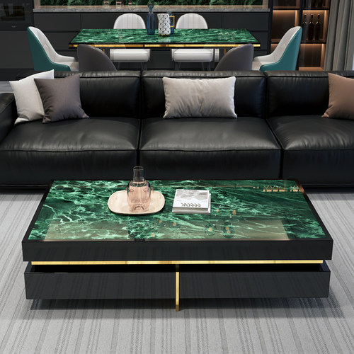 轻奢岩板茶几高级感现代简约奢石客厅家用全实木别墅可定制大理石 - 图1