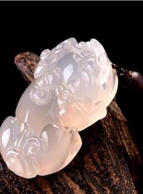 精选帝王粉高冰种玉髓貔貅吊坠招财保平安挂坠男女同款项链送礼品