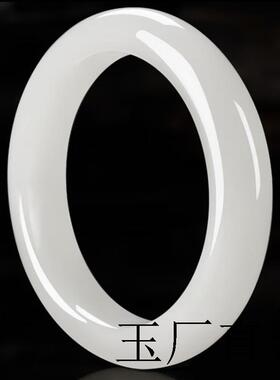 新疆和田白玉羊脂白玉手镯羊脂白女款宽扁条手饰高端玉石手镯精品