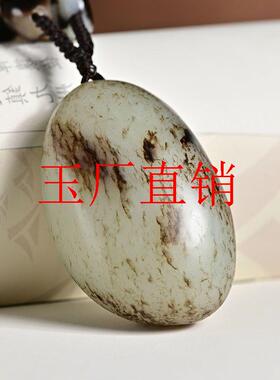 新疆和田玉黑皮籽料青花玉意境原石原皮吊坠原籽毛衣链男女款挂件