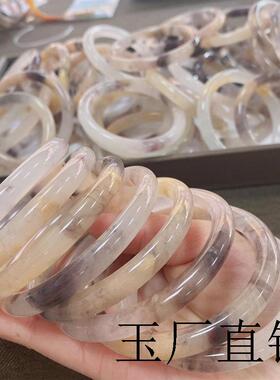 新疆金丝玉和田玉圆细条手镯女款叮当镯百搭款高端晴水少女玉镯子