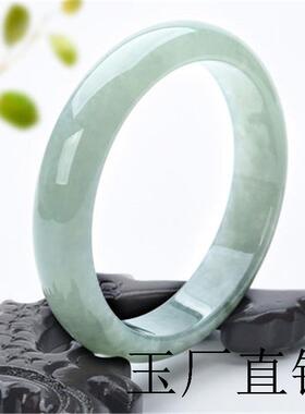 缅甸翡翠色手镯冰糯种圆条绿色浅绿油青玉镯少女贵妃镯子冰种精品