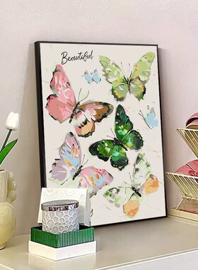 ins风蝴蝶高颜值客厅装饰画高级感玄关卧室挂画小众艺术斗柜摆画
