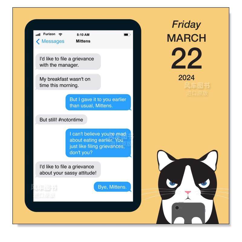 【预售】来自猫咪米腾斯的短信：2024年逐日日历Texts from Mittens the Cat 2024 Day-to-Day Calendar日历原版图书进口外版书-图1