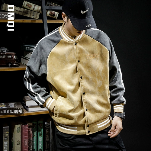 Утепленная бархатная бейсбольная форма, мужская зимняя демисезонная куртка, в американском стиле, увеличенная толщина