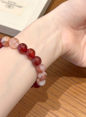 天然红胶花水晶手串玛瑙手链