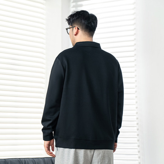 黑劲大码男装长袖polo衫2025冬季胖子加肥加大宽松休闲商务上衣