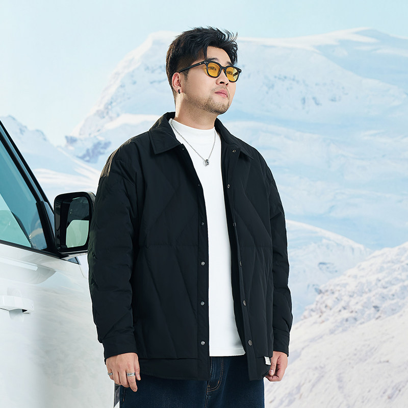 黑劲大码男装轻羽绒衬衫90白鸭绒胖子加肥加大冬季轻薄保暖羽绒服,淘宝优惠券,粉丝福利购,淘宝优惠卷