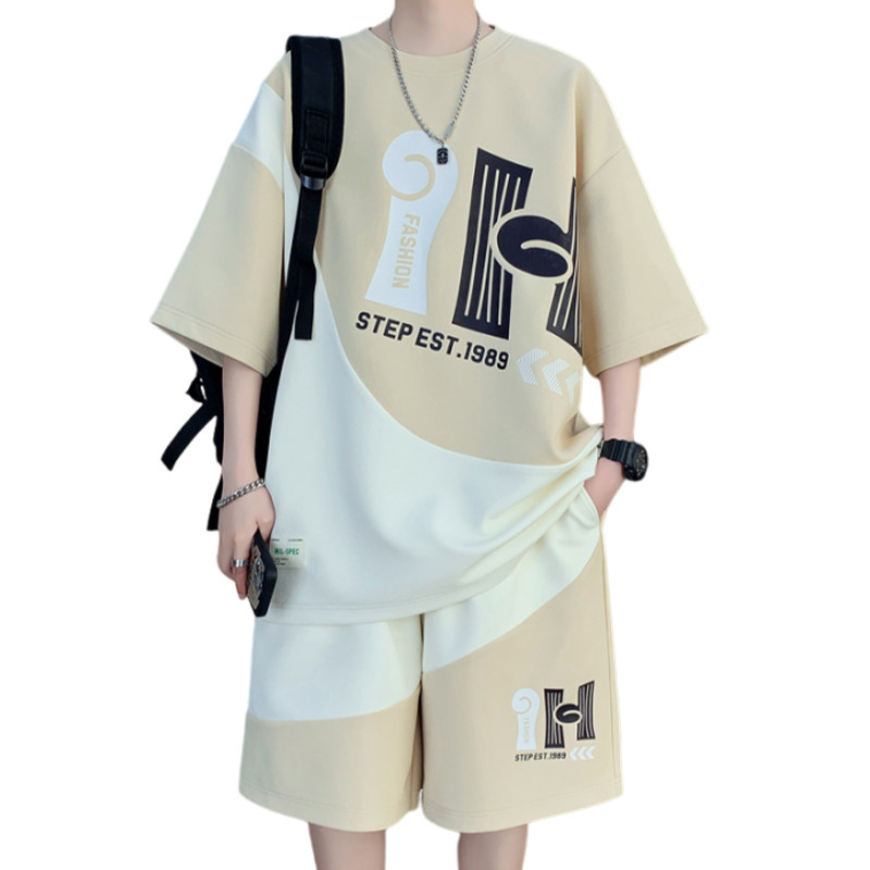 夏季学生短袖短裤一套穿搭男孩潮牌运动套装青少年港风T恤两件套,淘宝优惠券,粉丝福利购,淘宝优惠卷