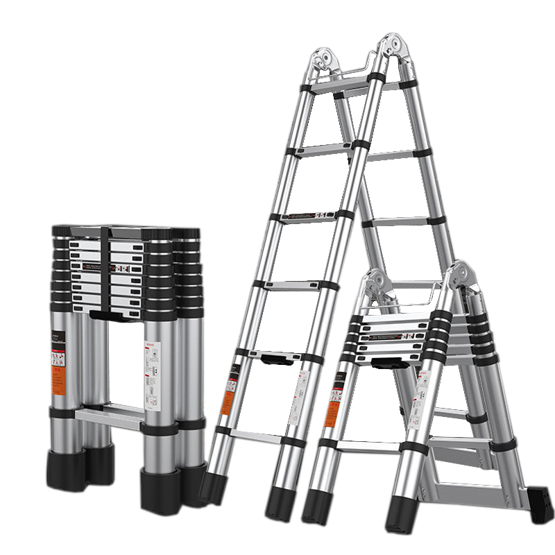 多功能伸缩梯子人字梯直梯铝钢合金特粗加厚便携工程木工梯阁楼梯_虎窝淘