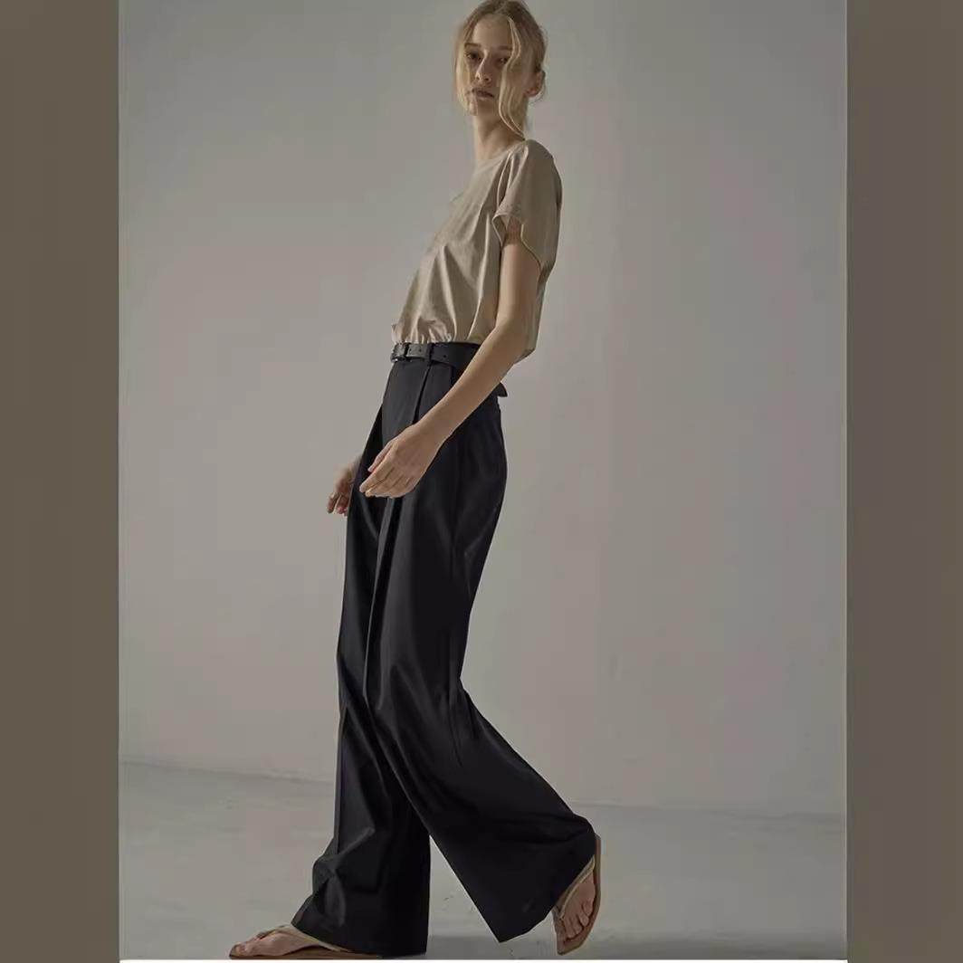 【现货】Rouje Life灰色西装裤女春秋新款高腰阔腿拖地直筒长裤,淘宝优惠券,粉丝福利购,淘宝优惠卷