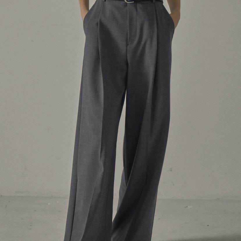 【现货】Rouje Life灰色西装裤女春秋新款高腰阔腿拖地直筒长裤,淘宝优惠券,粉丝福利购,淘宝优惠卷