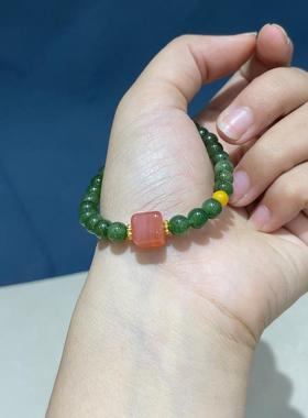 和田玉碧玉圆珠碧玉转运珠手链