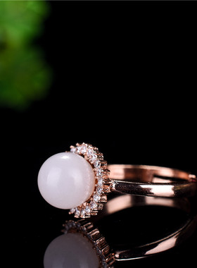 玫瑰金镶嵌天然活口时尚女款戒指
