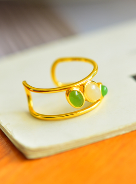 裸石蛋面戒指和田玉白玉碧玉