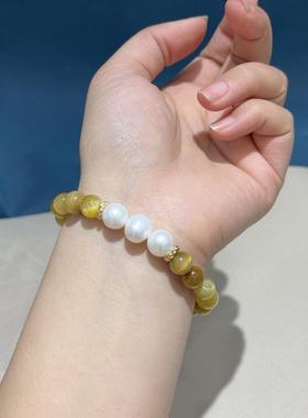 鸡油黄虎眼石渐变圈手链妈妈配饰