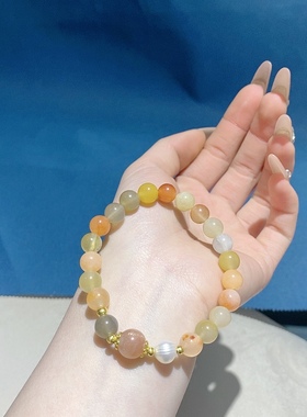 天然金丝玉手串女款多圈手链