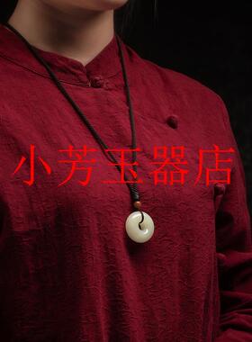 收藏款新疆和田玉平安扣吊坠晴水面包圈玉坠子平安护身符玉石挂件